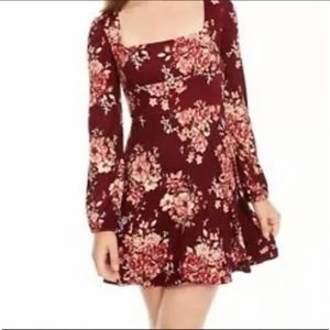 Rose floral burgundy dress